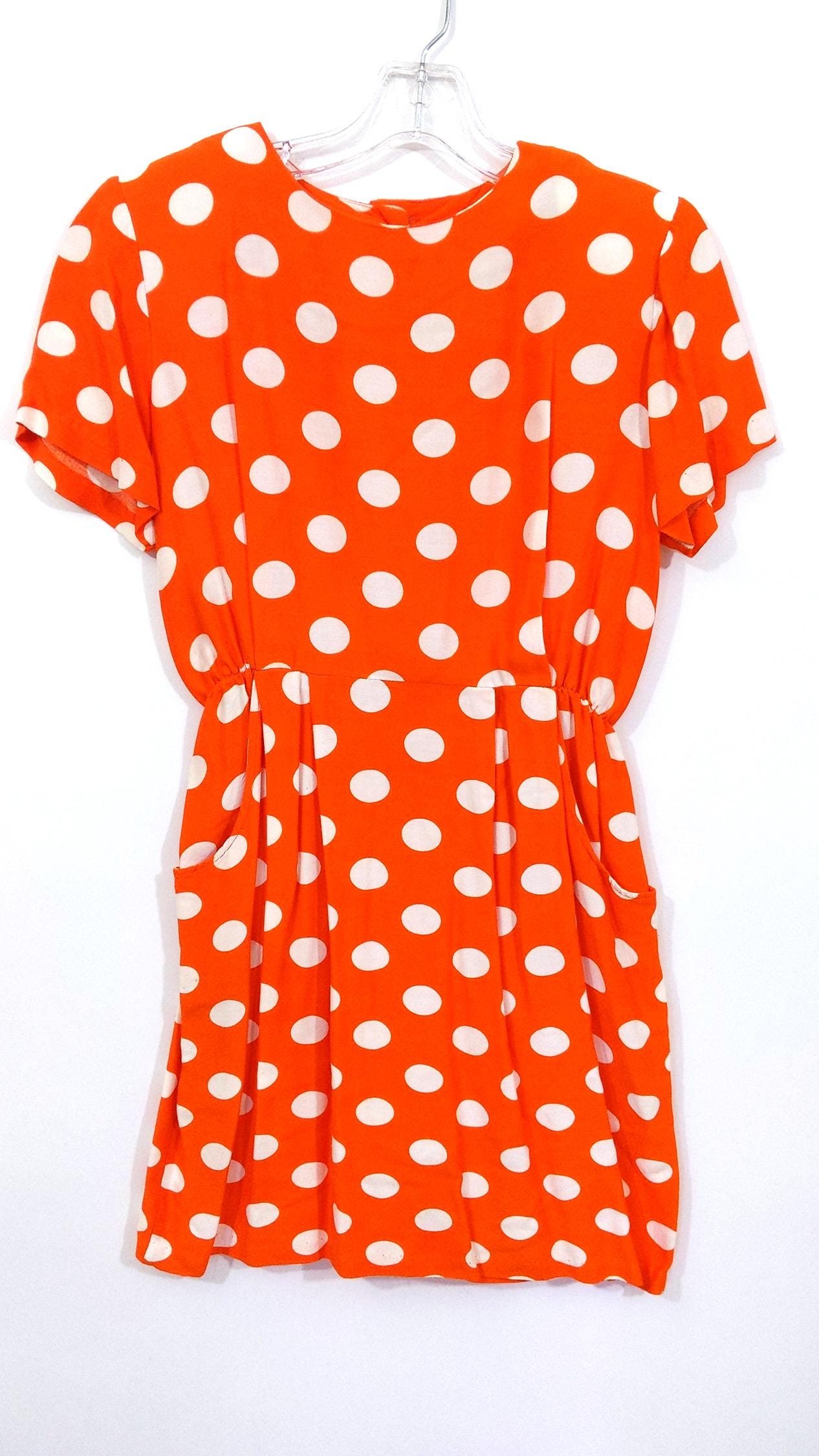 orange white polka dot dress Burt | Compania Fantastica this dress pairs beautifully with boots Girls Scalloped Back Cotton Dress