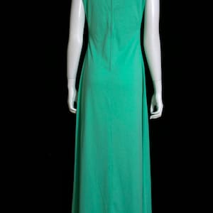 Pretty Vintage 60s 70s Light Minty Shamrock Green Colored Maxi Dress image 8