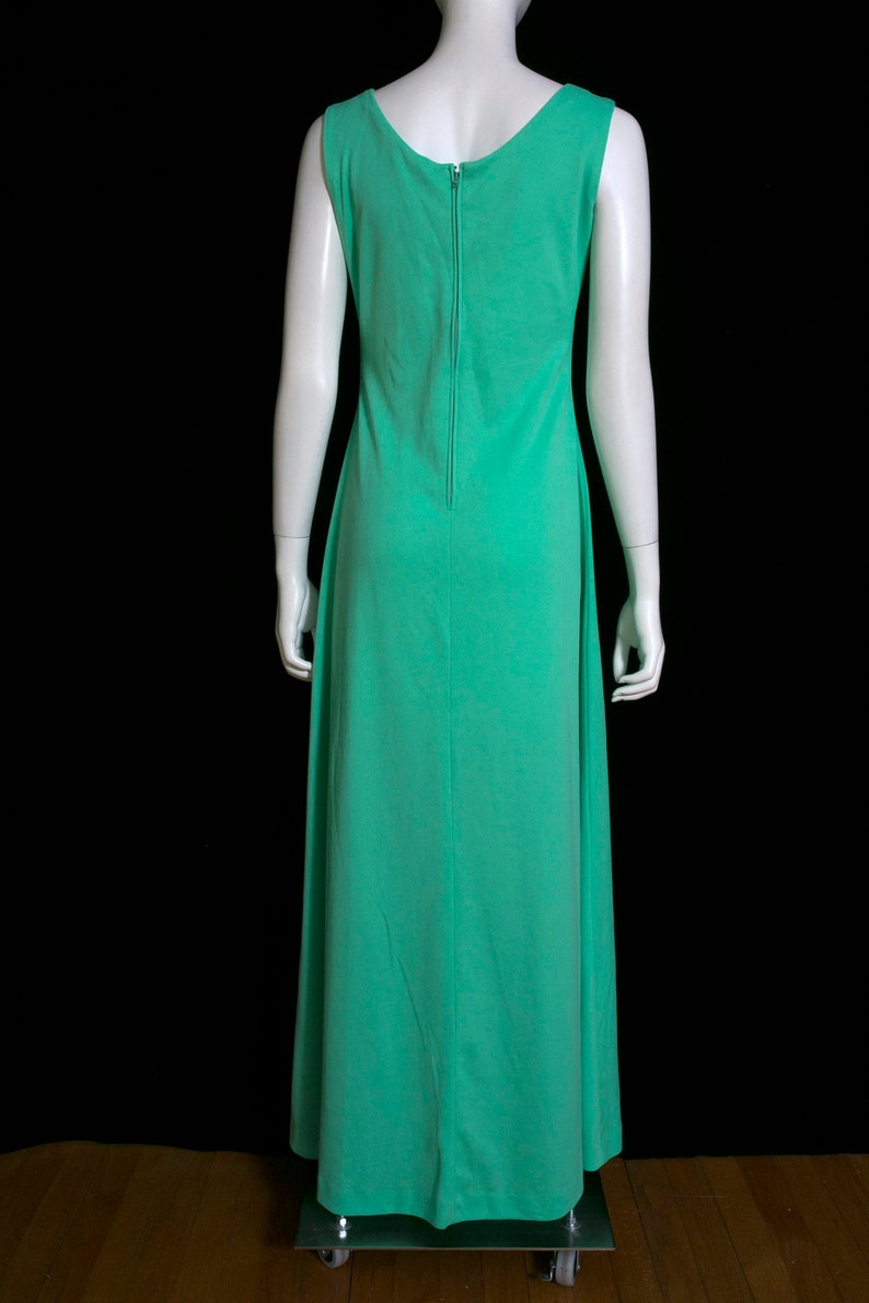 Pretty Vintage 60s 70s Light Minty Shamrock Green Colored Maxi Dress image 8
