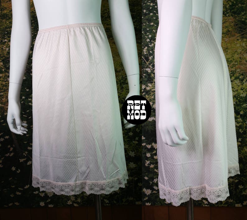 Vintage Pastel Pink Half Slip with Shiny Stripes by Vanity Fair