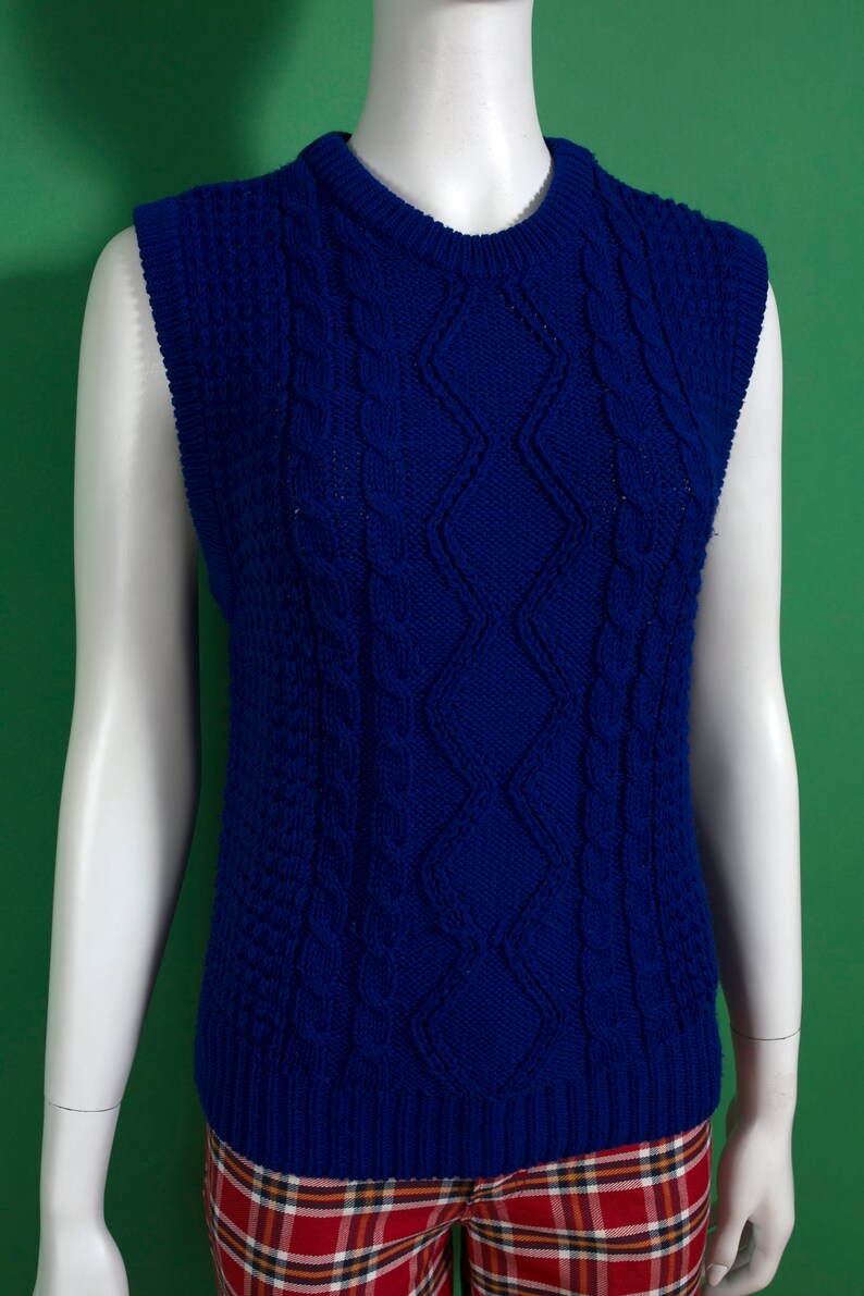 Rich Vintage 80s Deep Blue Sweater Vest Great for Layering image 5