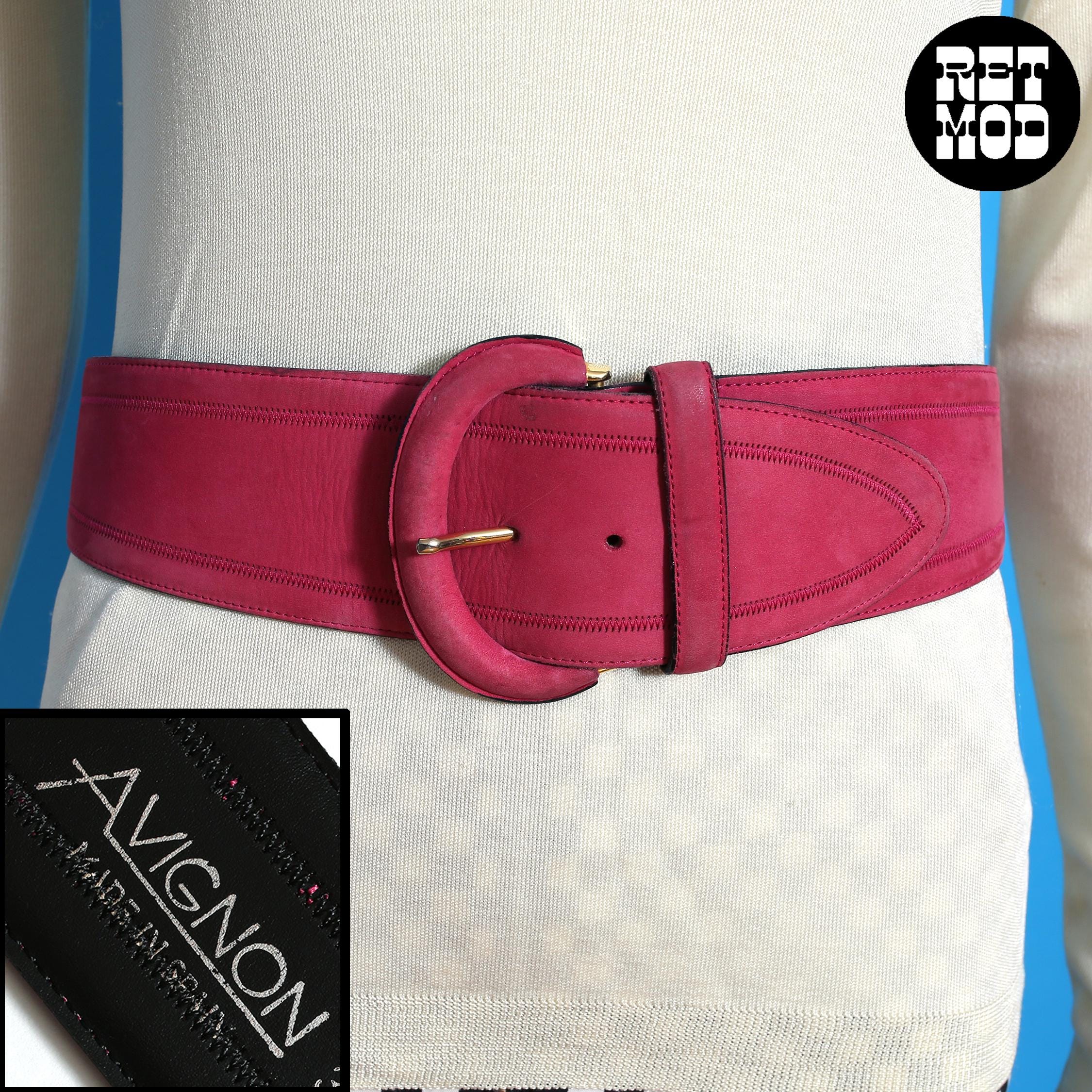 Courama Magenta Fuchsia Leather Belt Gold Statement Buckle Brazil Size M 38in Gucci Plutone Calfskin 37mm GG Marmont Reversible Belt 95 38  main image 3