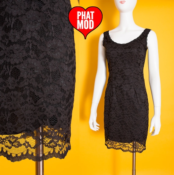 Simple Sexy Little Black Dress with Lace - Vintage