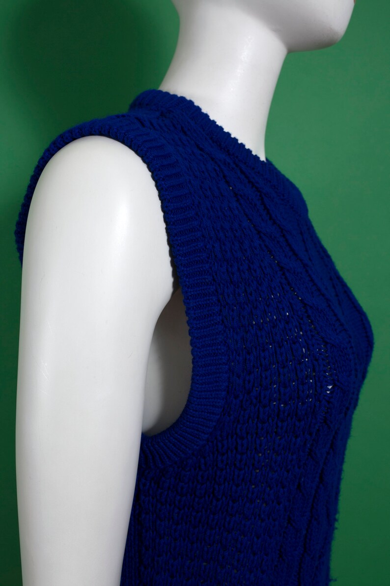 Rich Vintage 80s Deep Blue Sweater Vest Great for Layering image 8