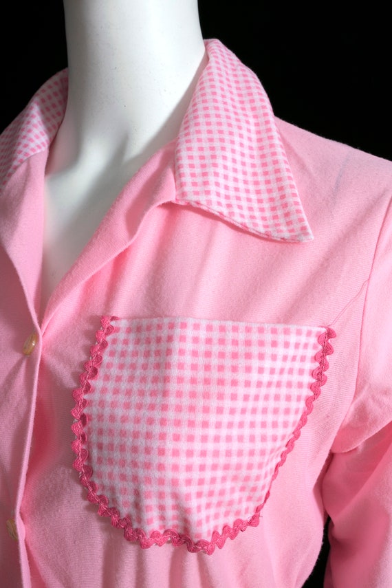 Sweet Vintage 60s 70s Pastel Pink Pajamas Jumpsui… - image 7