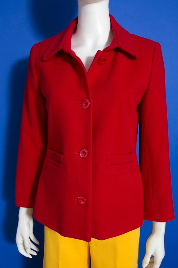 Cozy Vintage 80s 90s Red Wool Shorter Coat - image 5