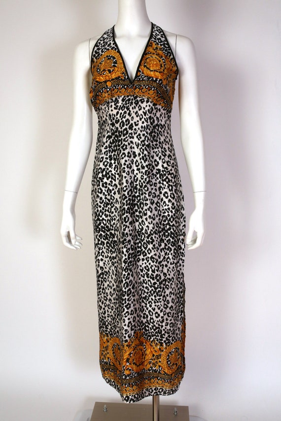 Very Baroque Vibe Animal Print Vintage 90s Halter… - image 7