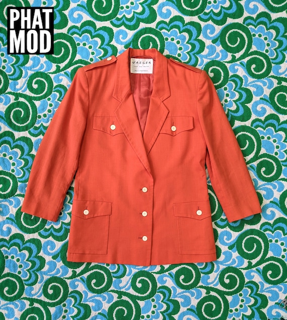 Vintage 80s orange sherbet linen cropped jacket size medium M chest 44 Made in Russia