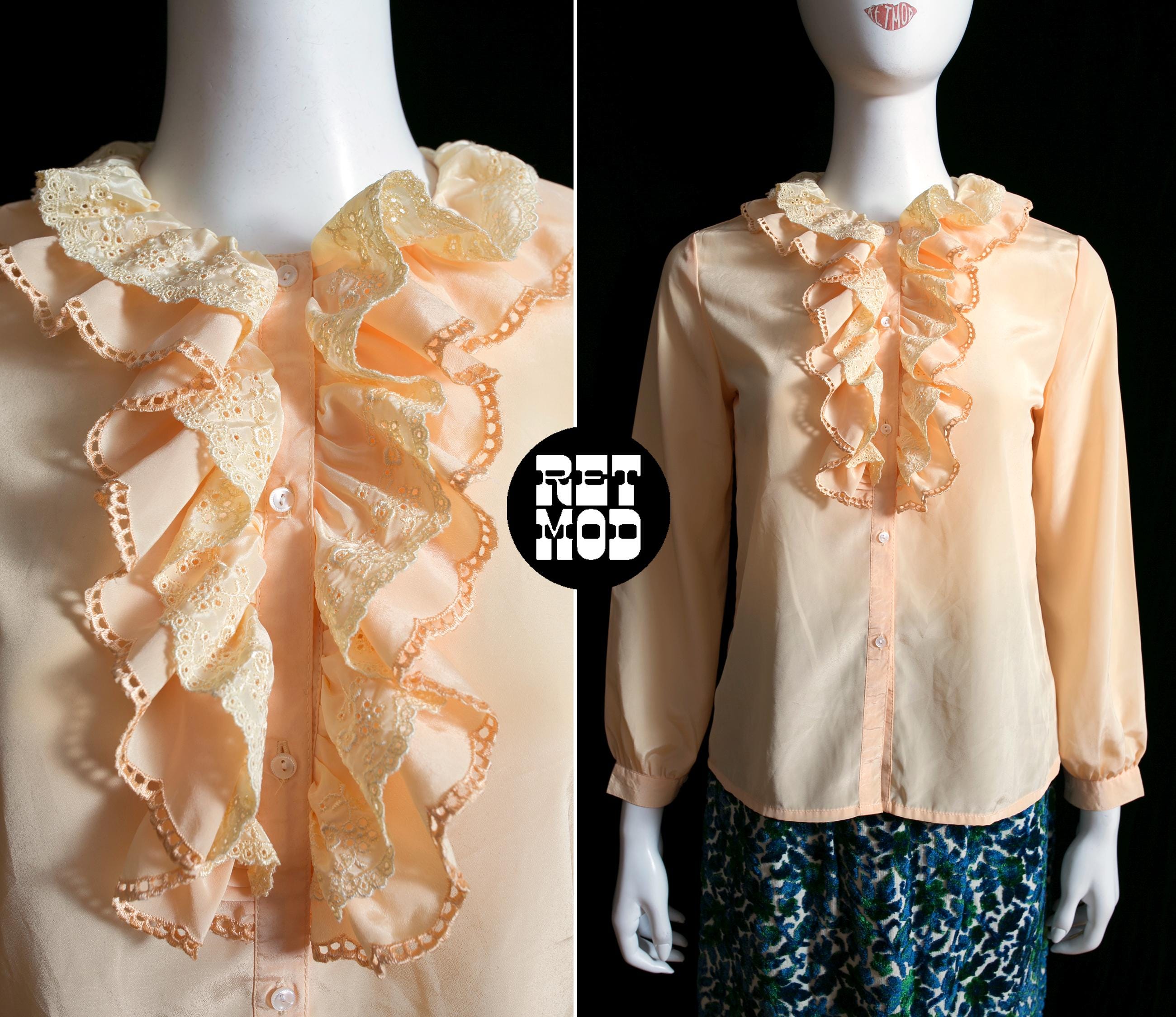 80s Ruffle Blouse - Etsy