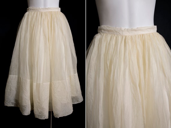 Pretty Vintage 50s 60s Off-White Lace Fit & Flare… - image 9