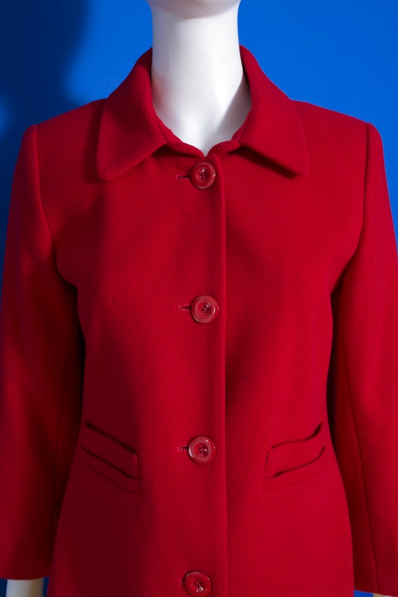 Cozy Vintage 80s 90s Red Wool Shorter Coat - image 3
