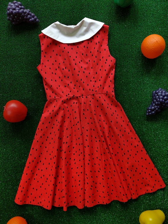 Fabulous Vintage Watermelon Fit & Flare Dress wit… - image 10