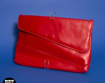 Chic Vintage 70s 80s Red Vegan Clutch or Crossbody Purse