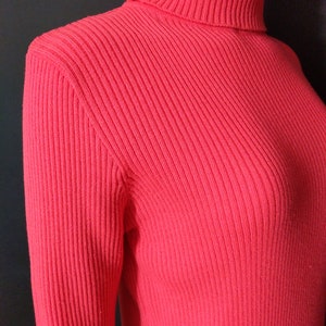 Fab Vintage 60s 70s Salmon Pink Ribbed Knit Turtleneck Sweater Top image 6