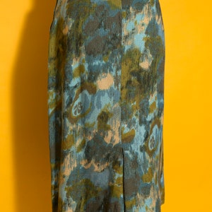 Interesting Vintage 50s 60s Blue Green Abstract Patterned Skirt image 9