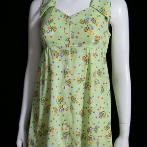 Fantastic Vintage 60s 70s Pastel Green Floral Mini Dress with Large Collar by Byer California image 6