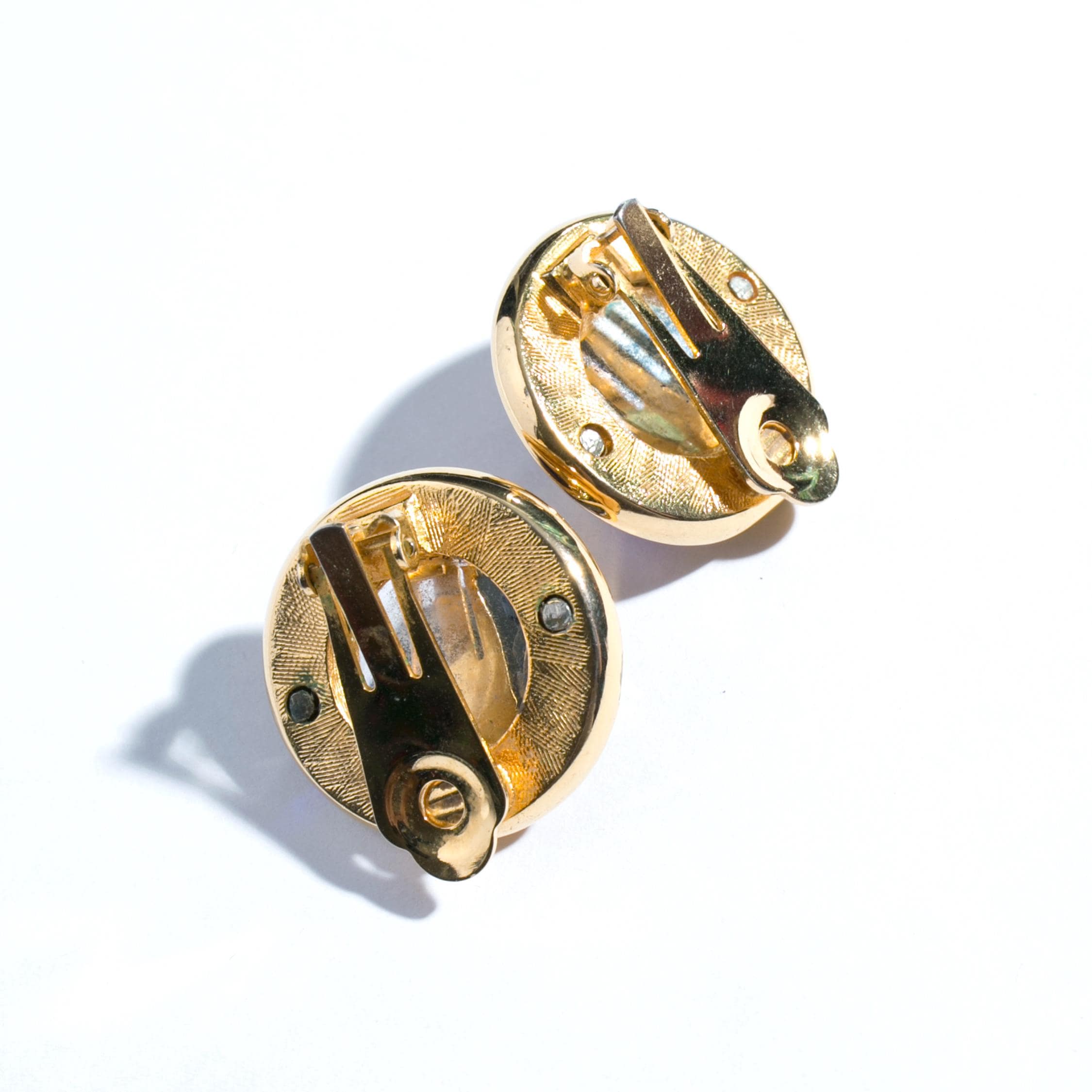 Boucles D'oreilles Clips En Verre Irisé Vintage - Style Années 70-80 Space Age Disco - Occasion