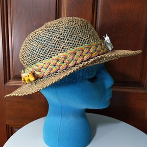 Vintage 80s Wood Animal Safari Straw Hat image 5