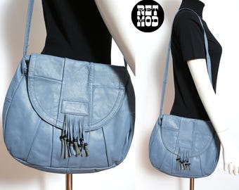 Fantastic NWOT Dusty Blue Leather Boho Purse Shoulder Bag