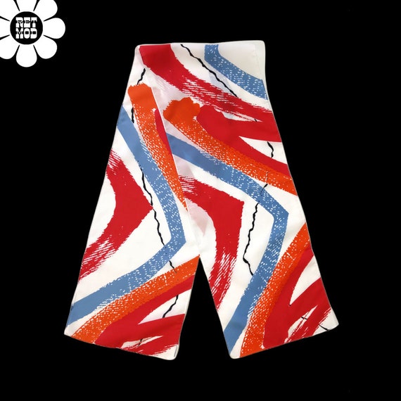 Graphic Vintage 70s 80s Red Orange Blue White Abs… - image 2