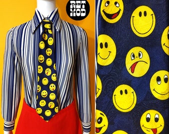 Silly Happy Face Novelty Neck Tie - Vintage 80s/90s