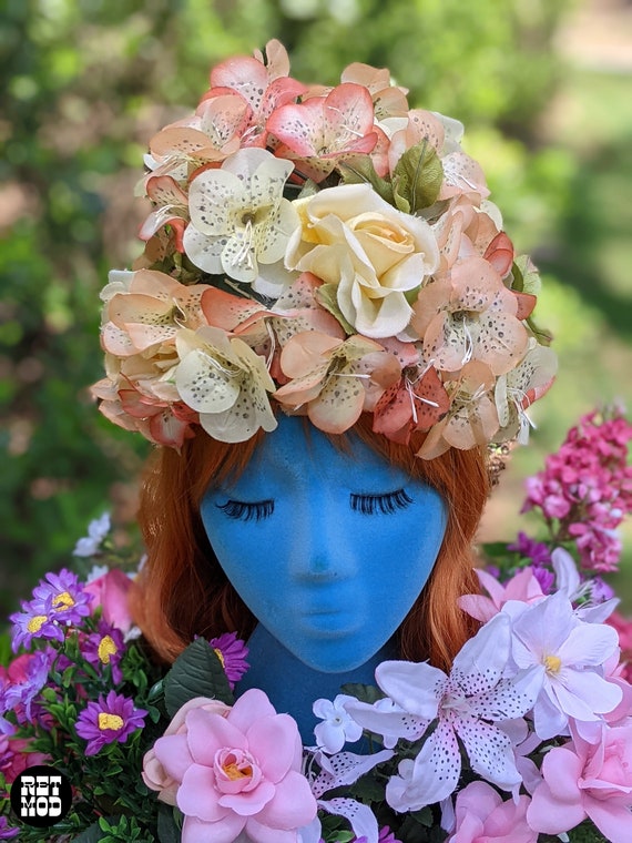 Outrageous Vintage 50s 60s Flower Power Dome Hat - image 8