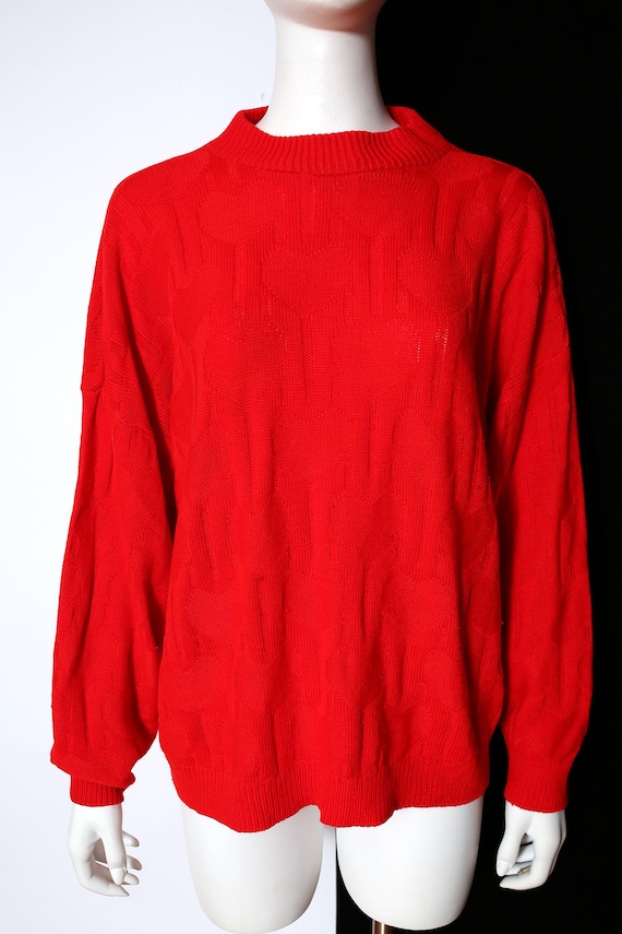 Plus Size Bright Red Heart Patterned Pullover Vin… - image 18