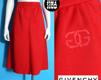 Iconic Givenchy Logo Vintage 70s Red Mid-Length A-Line Skirt
