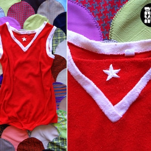 SEXY Vintage jaren '70 Rode Badstof Romper met Ster