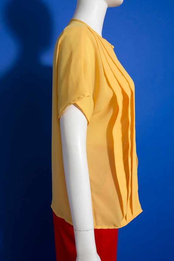 Sculptural Vintage 80s 90s Yellow Short Sleeve Bl… - image 8