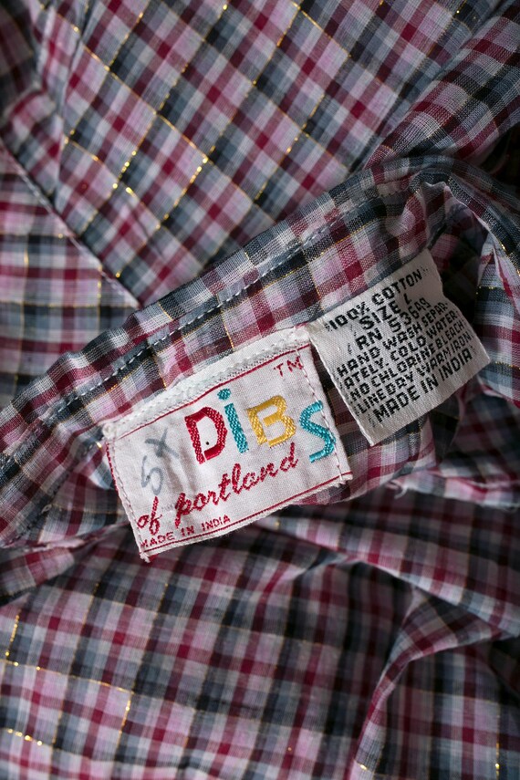 Billowy Boho Vintage 70s 80s Maroon & Gray Plaid … - image 10