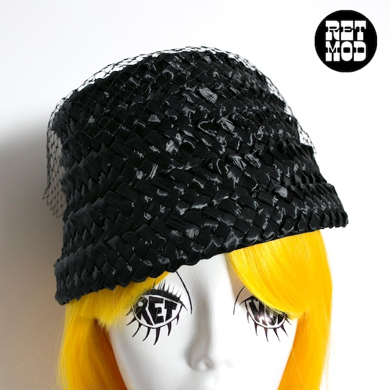 Unique Vintage Black Woven Hat Black Bow Sun Hat – Unique Vintage main image 4