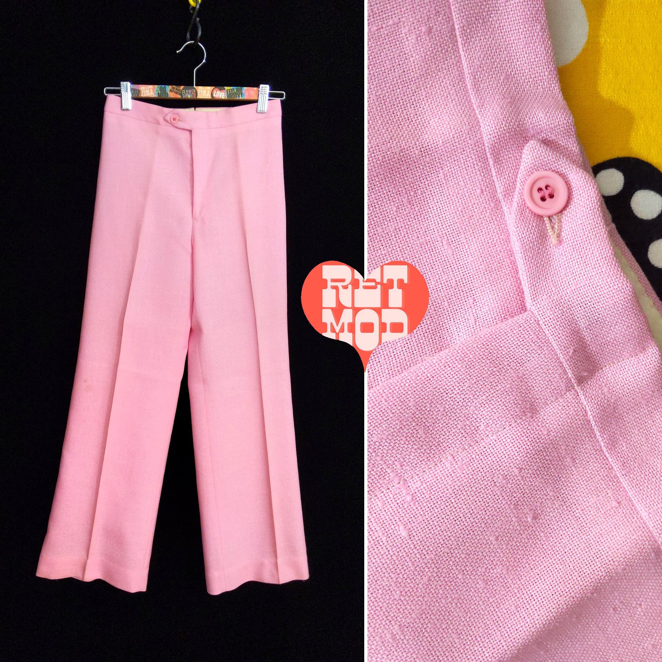Sharp Vintage 70s Pastel Pink Linen Pants