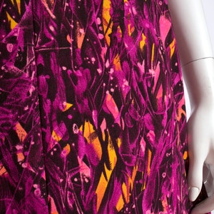 Fantastic Psychedelic Vintage 60s 70s Magenta Purple Pink Abstract Patterned Dress with Flutter Sleeves image 8