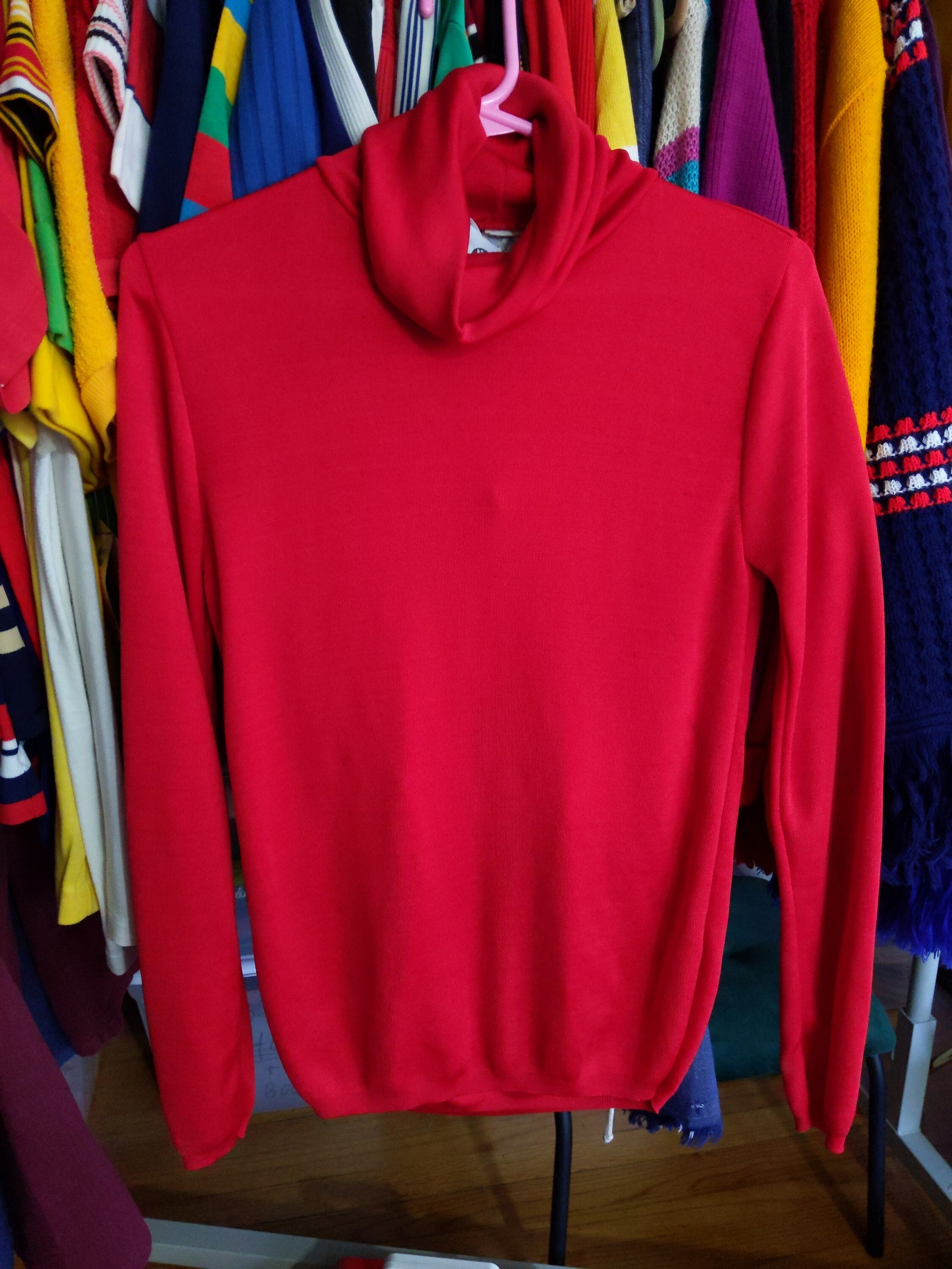 Fab Bright Red Vintage 70s 80s Stretchy Turtleneck Top - Etsy