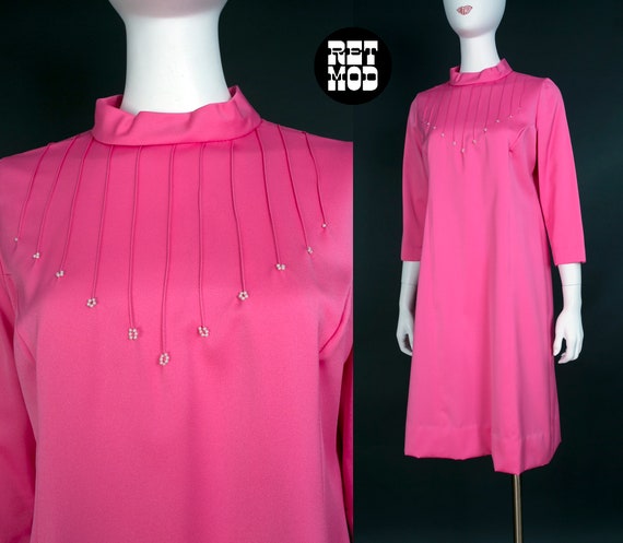 pink shift dress long sleeve