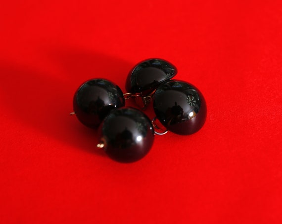 Mod Vintage 60s 70s Black Bead Drop Earrings - image 6