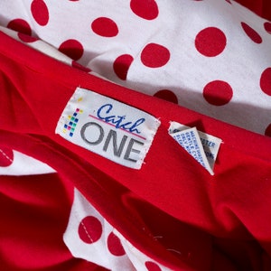 Cute Vintage 80s 90s Red & White Polka Dot Sailor Collar Oversized T-Shirt image 8