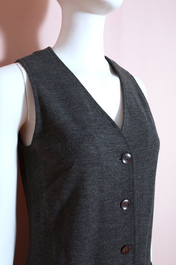 Mod Vintage 60s 70s Gray Heather Long Vest Top - image 6