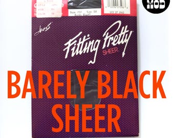 BARELY BLACK - 5X Plus Size Deadstock Vintage 80s Sheer Tights Hosiery