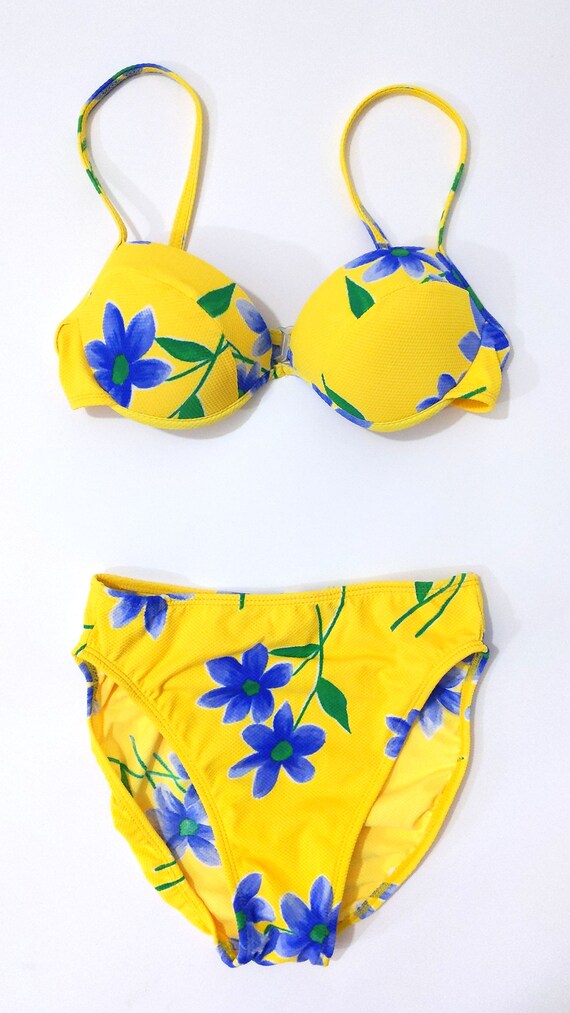 yellow floral bikini top