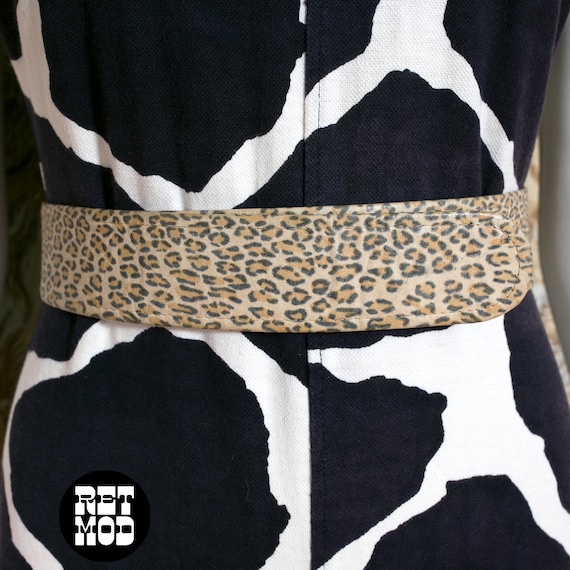 VTG • Animal Print Leather Belt Vintage Metallic Animal Print Skinny Leather Belt . Elite  main image 4