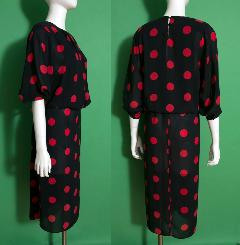 Fabulous Vintage 80s 90s Black Red Polkadot by Starlo image 9