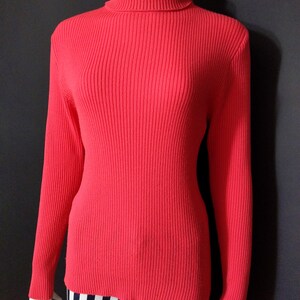 Fab Vintage 60s 70s Salmon Pink Ribbed Knit Turtleneck Sweater Top image 5