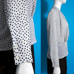 Cute Vintage 80s 90s White & Black Dots Blouse by Regina Porter image 8