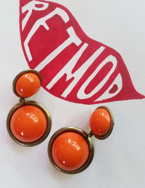 Mod Mod Mod Vintage Deadstock Orange Round Circle… - image 4