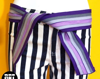 DEADSTOCK Vintage 70s 80s Purple Rainbow Tie Belt