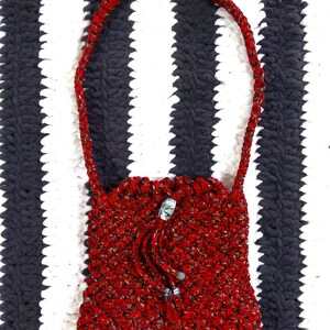 Unique Vintage 70s Red Black Macrame Boho Handbag image 6