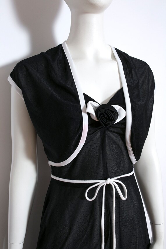 Lovely Vintage 70s 80s Black White Sun Dress with… - image 3