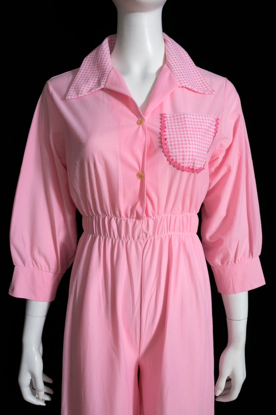 Sweet Vintage 60s 70s Pastel Pink Pajamas Jumpsui… - image 4